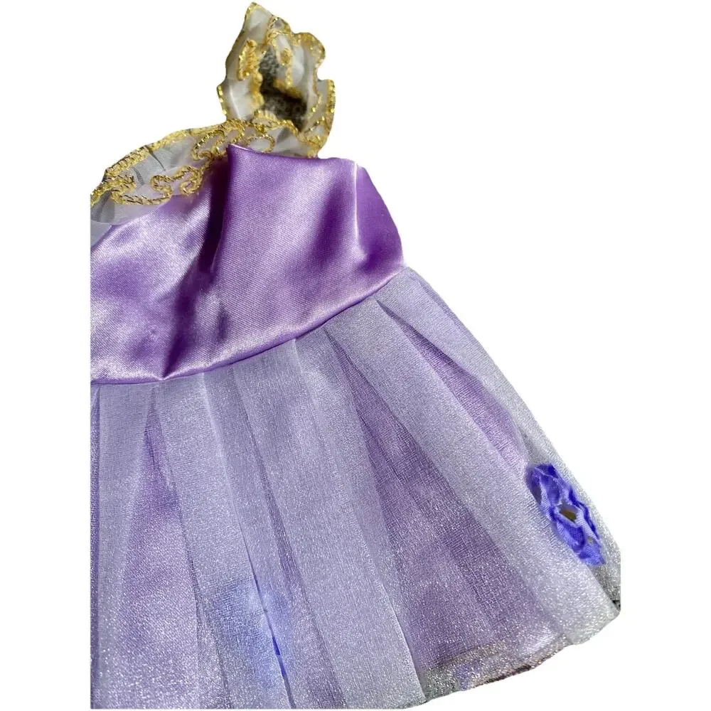 Build A Bear Ballerina Purple Satin Dress Ballet Shoes Tutu Costume Hair Bow.